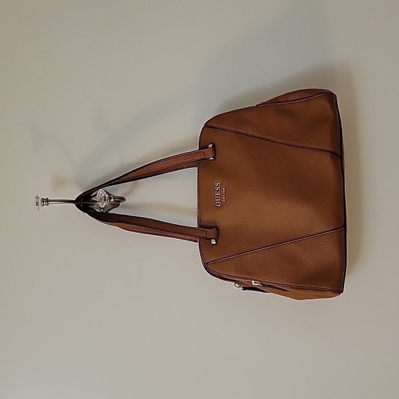 GUESS Camel Brown Three Compartment Dome Tote Satchel - Picture 2 of 9